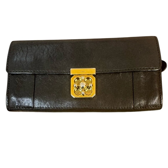 Chloe Black Leather Clutch Elise Continental Wallet EUC - Picture 12 of 13